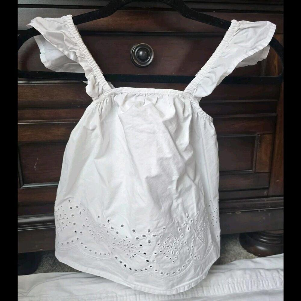 Crazy 8 Girls White Eyelet Lace Flutter Sleeve Shirt Size 5/6